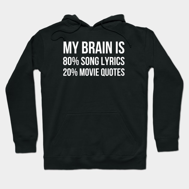 My Brain Is 80% Song Lyrics 20% Movie Quotes-Funny Saying Hoodie by HobbyAndArt